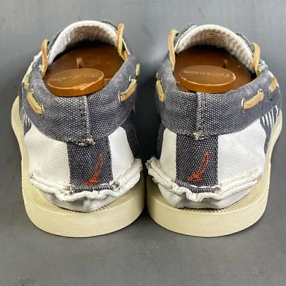 Sperry Top-Spider 2-Eye Hand Painted Rigger Navy/White boat shoes mens size 12